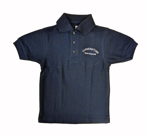 Navy Short Sleeve Golf Shirt  - Youth - Cornerstone Montessori