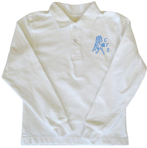 Golf Shirt Long Sleeves - White - Youth